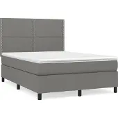 Syfax Cama box spring con colchón tela gris oscuro 140x190 cm