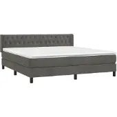 Syfax Cama box spring con colchón terciopelo gris oscuro 180x200 cm