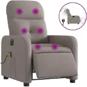 Syfax Sillón reclinable de masaje eléctrico tela gris taupe