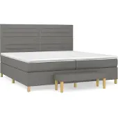Syfax Cama box spring con colchón tela gris oscuro 200x200 cm