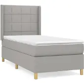 Syfax Cama box spring con colchón tela gris claro 80x200 cm