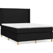Syfax Cama box spring con colchón tela negro 140x190 cm