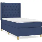 Syfax Cama box spring con colchón tela azul 80x200 cm