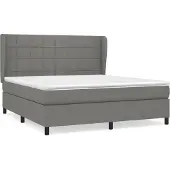 Syfax Cama box spring con colchón tela gris oscuro 160x200 cm