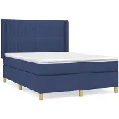 Syfax Cama box spring con colchón tela azul 140x200 cm
