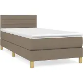 Syfax Cama box spring con colchón tela gris taupe 90x200 cm