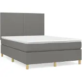 Syfax Cama box spring con colchón tela gris oscuro 140x200 cm