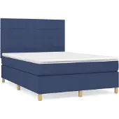 Syfax Cama box spring con colchón tela azul 140x190 cm