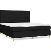 Syfax Cama box spring con colchón tela negro 160x200 cm