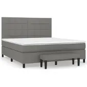 Syfax Cama box spring con colchón tela gris oscuro 180x200 cm