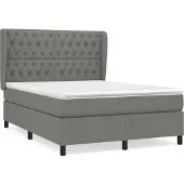 Syfax Cama box spring con colchón tela gris oscuro 140x190 cm