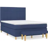 Syfax Cama box spring con colchón tela azul 140x200 cm