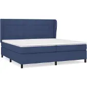 Syfax Cama box spring con colchón tela azul 200x200 cm