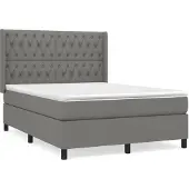 Syfax Cama box spring con colchón tela gris oscuro 140x190 cm