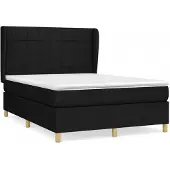Syfax Cama box spring con colchón tela negro 140x190 cm