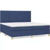 Syfax Cama box spring con colchón tela azul 200x200 cm