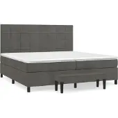 Syfax Cama box spring con colchón terciopelo gris oscuro 200x200 cm