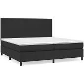 Syfax Cama box spring con colchón cuero sintético negro 200x200 cm
