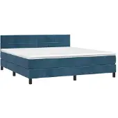 Syfax Cama box spring con colchón terciopelo azul oscuro 180x200 cm