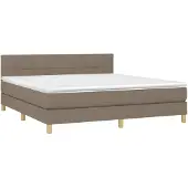 Syfax Cama box spring con colchón tela gris taupe 180x200 cm