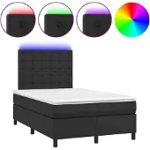 Syfax Cama box spring colchón y LED cuero sintético 120x200 cm