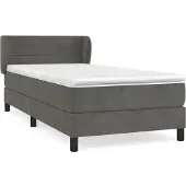 Syfax Cama box spring con colchón terciopelo gris oscuro 80x200 cm