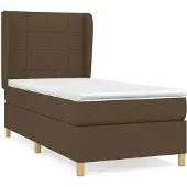 Syfax Cama box spring con colchón tela marrón oscuro 90x190 cm