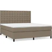 Syfax Cama box spring con colchón tela gris taupe 180x200 cm