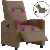 Syfax Sillón reclinable de masaje eléctrico tela marrón