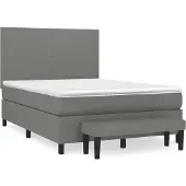 Syfax Cama box spring con colchón tela gris oscuro 140x190 cm
