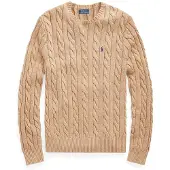 Ralph Lauren para hombre. 710775885014 Jersey de algodón en punto de ochos marrón (S), Casual, Clásico, outlet 2026.