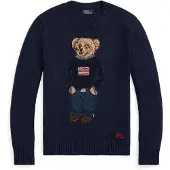 Ralph Lauren para mujer. 211927070001 Jersey de algodón y lino con Polo Bear marino (XL), Casual, outlet 2026.
