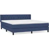 Syfax Cama box spring con colchón tela azul 160x200 cm
