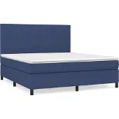 Syfax Cama box spring con colchón tela azul 160x200 cm