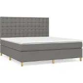 Syfax Cama box spring con colchón tela gris oscuro 180x200 cm