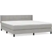 Syfax Cama box spring con colchón tela gris claro 180x200 cm