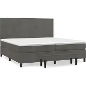 Syfax Cama box spring con colchón terciopelo gris oscuro 200x200 cm