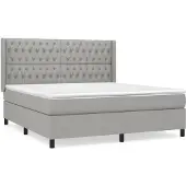 Syfax Cama box spring con colchón tela gris claro 180x200 cm