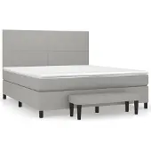 Syfax Cama box spring con colchón tela gris claro 160x200 cm