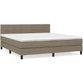 Syfax Cama box spring con colchón tela gris taupe 160x200 cm