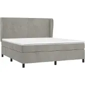 Syfax Cama box spring con colchón terciopelo gris claro 180x200 cm