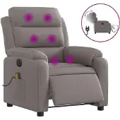 Syfax Sillón reclinable de masaje eléctrico tela gris taupe