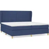 Syfax Cama box spring con colchón tela azul 200x200 cm