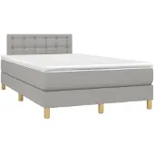 Syfax Cama box spring con colchón tela gris claro 120x200 cm