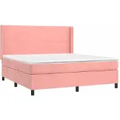 Syfax Cama box spring con colchón terciopelo rosa 180x200 cm
