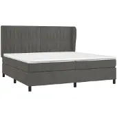 Syfax Cama box spring con colchón terciopelo gris oscuro 200x200 cm