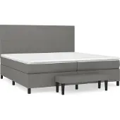 Syfax Cama box spring con colchón tela gris oscuro 200x200 cm