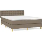 Syfax Cama box spring con colchón tela gris taupe 140x190 cm