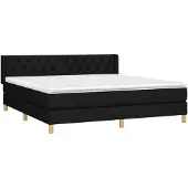 Syfax Cama box spring con colchón tela negro 160x200 cm