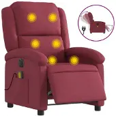 Syfax Sillón de masaje reclinable eléctrico tela rojo tinto